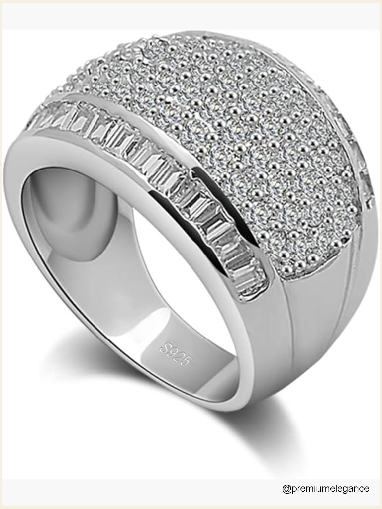 Luxury 925 Sterling Silver Ring 5a Cz Wedding Band Sizes 6-10